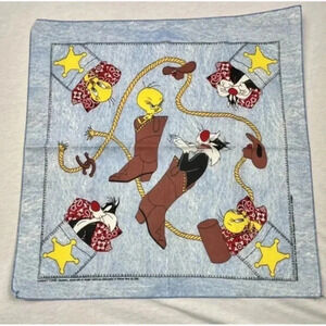 Vintage Looney Tunes Sylvester and Tweety Bird Bandaroos Bandana Western 1996